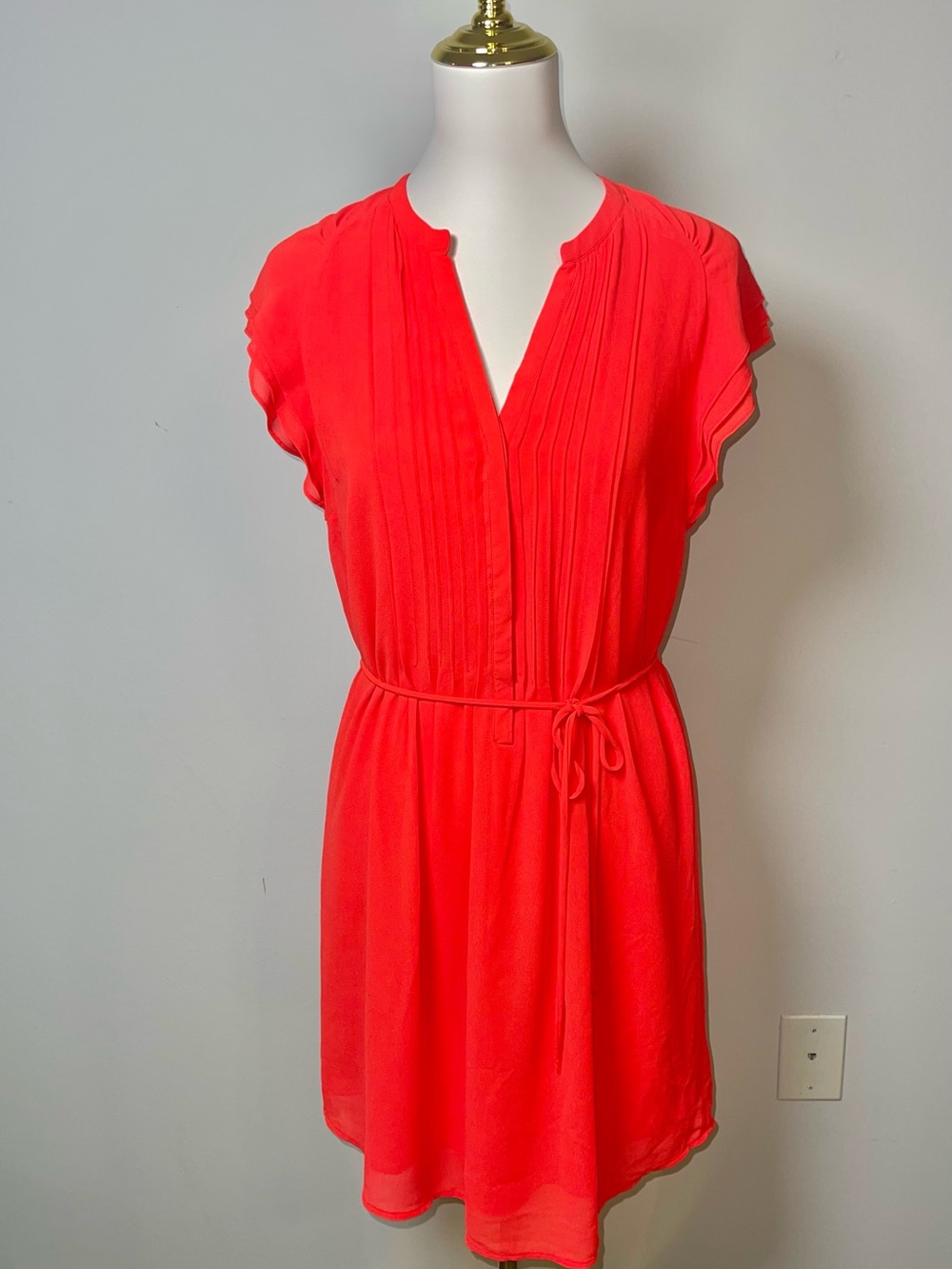 H&M Vivid Red Pleated Bodice Dress